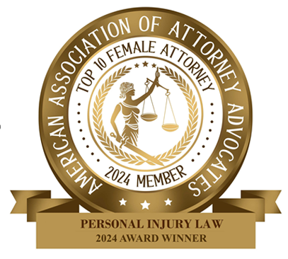 American Association of Attorney Advocates | Top 10 Female Attorney 2024 Member | Personal Injury Law 2024 Award Winner